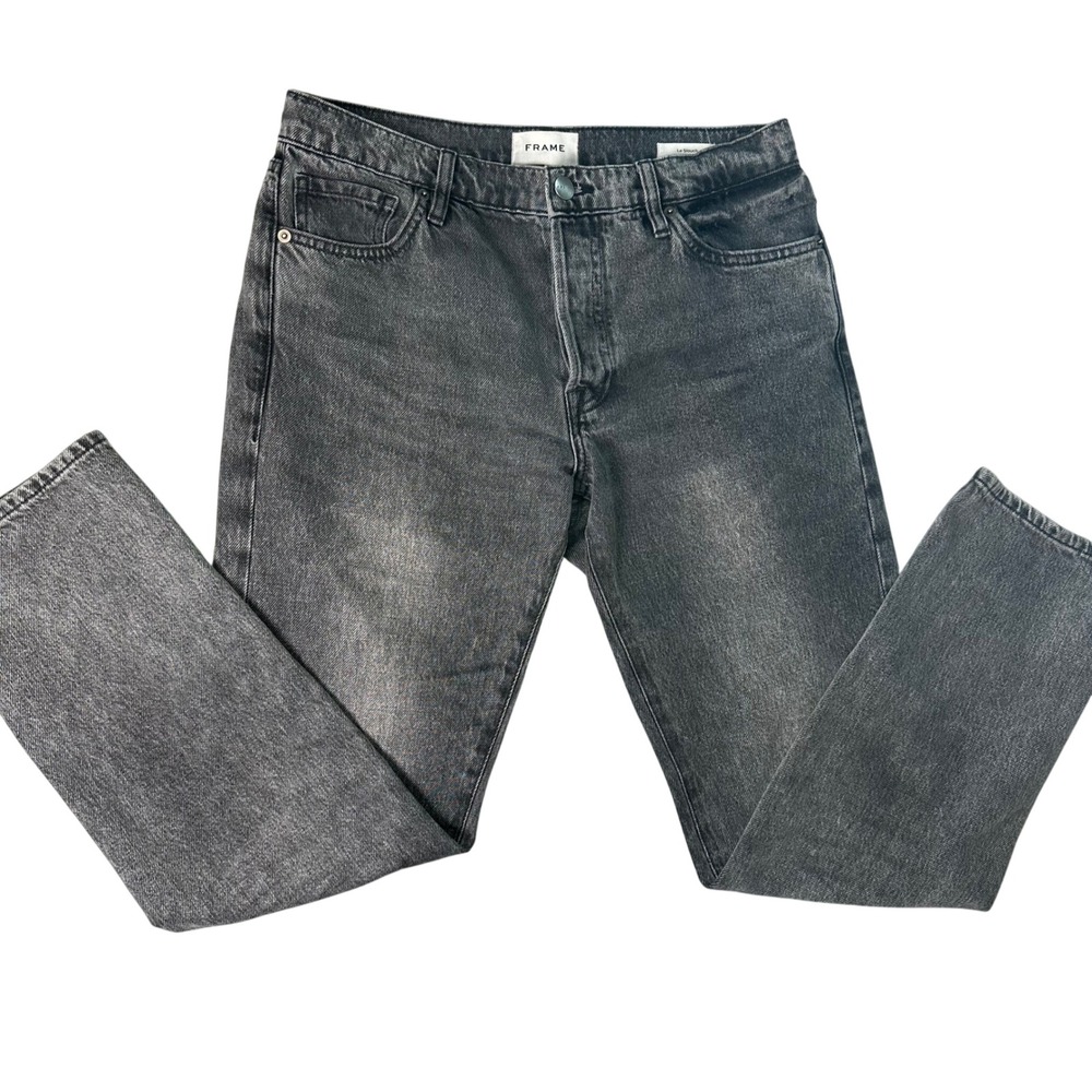 FRAME Le Slouch Ozone Jeans Straight Leg Button Fly Faded Black Grey‎ Size 25